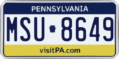 PA license plate MSU8649