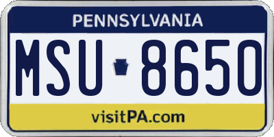 PA license plate MSU8650