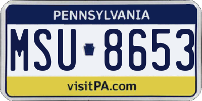 PA license plate MSU8653