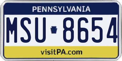 PA license plate MSU8654