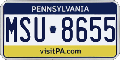 PA license plate MSU8655