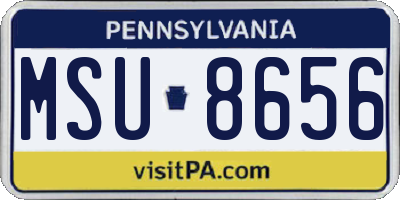PA license plate MSU8656