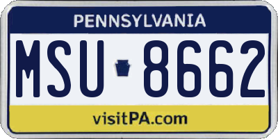 PA license plate MSU8662