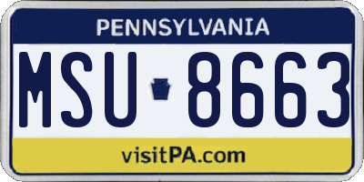 PA license plate MSU8663
