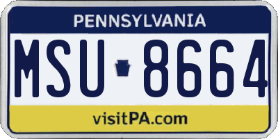 PA license plate MSU8664