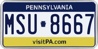 PA license plate MSU8667