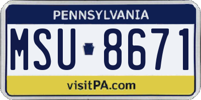 PA license plate MSU8671
