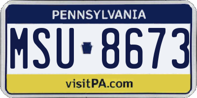 PA license plate MSU8673