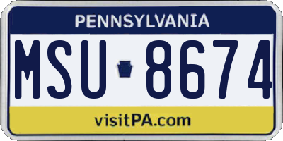 PA license plate MSU8674