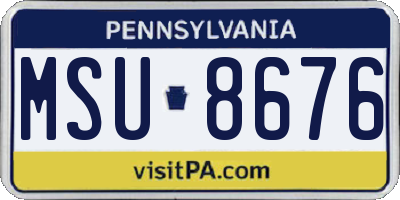 PA license plate MSU8676