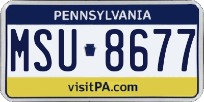 PA license plate MSU8677