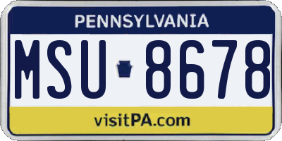 PA license plate MSU8678