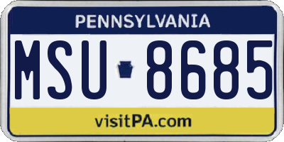 PA license plate MSU8685