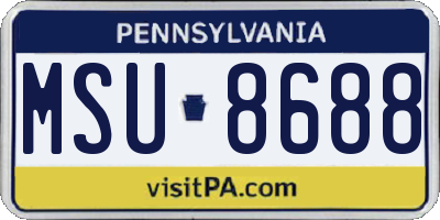 PA license plate MSU8688