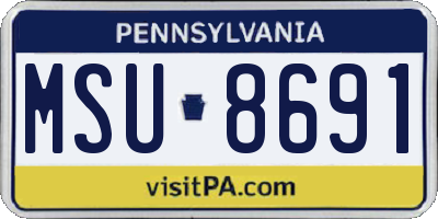 PA license plate MSU8691