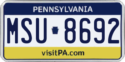 PA license plate MSU8692