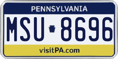 PA license plate MSU8696