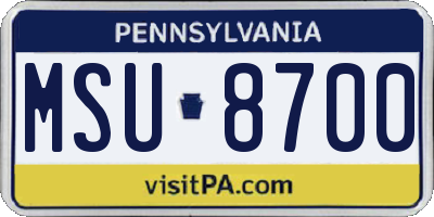 PA license plate MSU8700