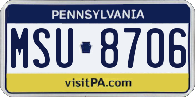 PA license plate MSU8706