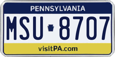 PA license plate MSU8707