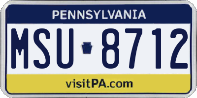 PA license plate MSU8712