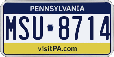 PA license plate MSU8714
