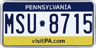 PA license plate MSU8715
