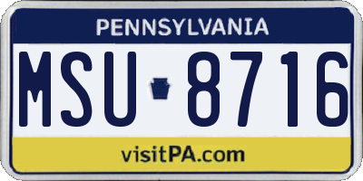 PA license plate MSU8716