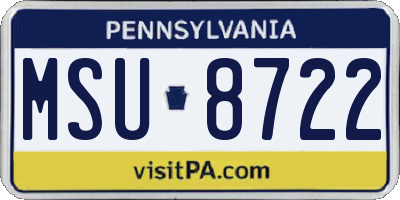 PA license plate MSU8722