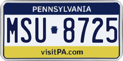 PA license plate MSU8725
