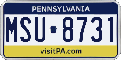 PA license plate MSU8731