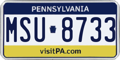 PA license plate MSU8733