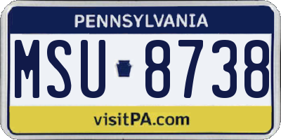 PA license plate MSU8738