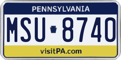 PA license plate MSU8740