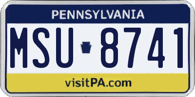 PA license plate MSU8741