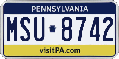 PA license plate MSU8742
