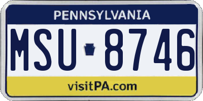 PA license plate MSU8746