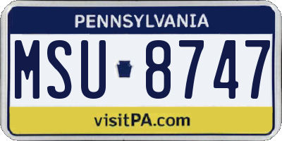 PA license plate MSU8747