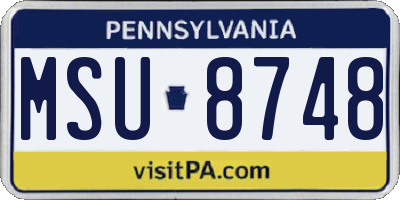 PA license plate MSU8748