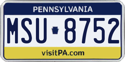 PA license plate MSU8752