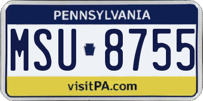 PA license plate MSU8755