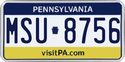 PA license plate MSU8756