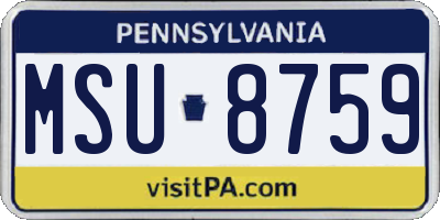 PA license plate MSU8759