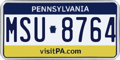 PA license plate MSU8764