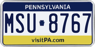 PA license plate MSU8767