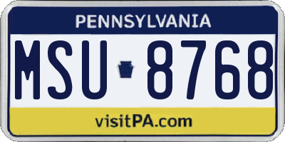 PA license plate MSU8768