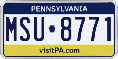 PA license plate MSU8771