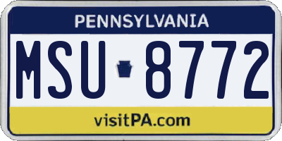 PA license plate MSU8772