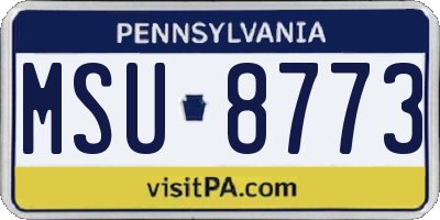 PA license plate MSU8773