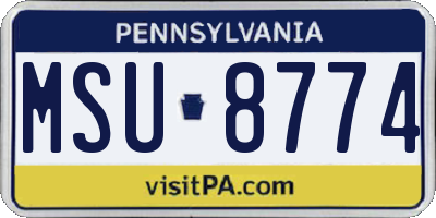 PA license plate MSU8774